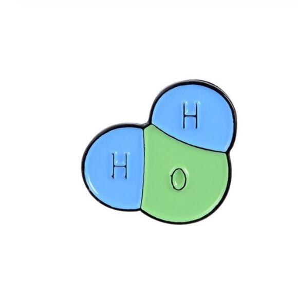 H2O Water Molecule Science Pin Brooch - Picture 1 of 3